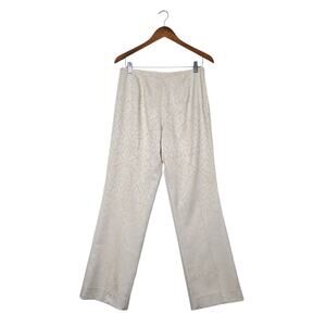 Silk Box Silk Blend Jacquard Pants sz 6 Ivory Beige Side Zip Elegant Evening